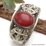 Gros bracelet tibtain dorj jaspe rouge