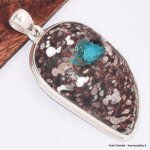 Gros pendentif cristal de cavansite cabochon forme larme