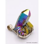 Gros pendentif cristal de roche aura