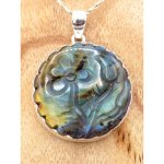 Gros pendentif labradorite sculpte fleur