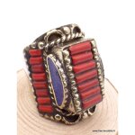 Grosse bague tibétaine traditionnelle corail taille 59 et 61 62 Grosse bague tibétaine traditionnelle corail taille 59 et 61 62