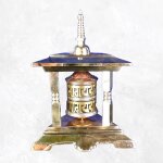 Moulin  prire bouddhiste en laiton 3 piliers