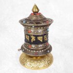 Moulin  prires tibtain de table patine antique 17 cm