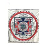 Nappe tibétaine en coton brodé rouge bleu Nappe tibétaine en coton brodé rouge bleu