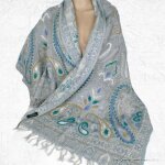 Pashmina chle laine gris vert