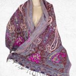 Pashmina chle laine marron bleue