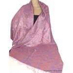 Pashmina chle en soie de mrier orange bleu argent