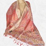 Pashmina femme pure soie rouge or