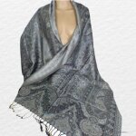 Pashmina femme en soie gris bleut