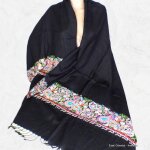 Pashmina noir brod fils et perles