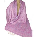 Pashmina en soie authentique parme bleu