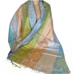 Pashmina soie turquoise kaki
