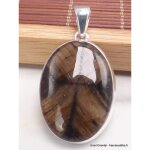 Pendentif argent chiastolite andalousite oval