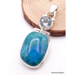 Pendentif argent opaline topaze bleue