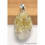 Pendentif argent oval lpidolite jaune brute