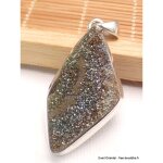 Pendentif argent pyrite arc - en - ciel asymtrique