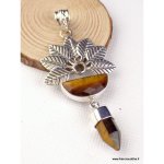 Pendentif fleur en oeil de tigre