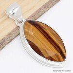 Pendentif marquise oeil de tigre facetté Pendentif marquise oeil de tigre facetté