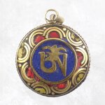 Pendentif orn du om tibtain couleur lapis lazuli