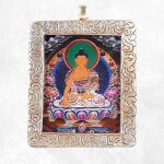 Pendentif tibtain amulette tangka bouddha sakyamouni