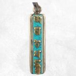 Pendentif tibtain bouddhiste mantra en turquoise