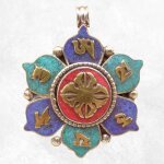 Pendentif tibtain bouddhiste plusieurs modles om tibtain fond rouge