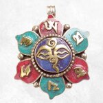 Pendentif tibtain fleur yeux du bouddha