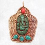 Pendentif tibtain ganesh plaqu or