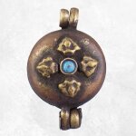 Pendentif tibétain ghau double dorjé patiné bronze Pendentif tibétain ghau double dorjé patiné bronze