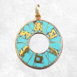 Pendentif tibtain mantra bouddhiste sur turquoise