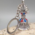 Porte - cl bouddhiste cloche et dorj mtal blanc