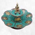 Porte encens tibtain cuivre et turquoise bouddha