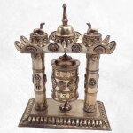 Rare moulin  prires 2 piliers plaqu argent 27 cm