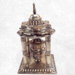 Rare moulin à prières 4 piliers plaqué argent 30 cm Rare moulin à prières 4 piliers plaqué argent 30 cm
