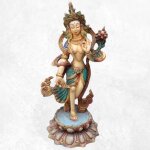 Statue tara verte sur pied 22 cm robe verte