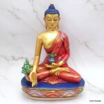 Statuette bouddha de mdecine 22 cm or fin