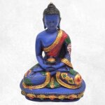 Statuette bouddha de mdecine avec lotus 14 cm