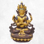Statuette chenrezi marron et or 15 cm