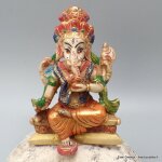 Statuette ganesh assis pantalon orange 11 cm
