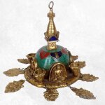 Stupa tibtain feuilles en laiton et pierres