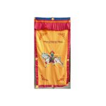 Tenture tibtaine bouddhiste cheval lungta jaune d'or