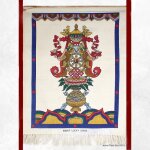 Tenture tibétaine écrue signes de bon augure Tenture tibétaine écrue signes de bon augure
