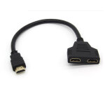 Adaptateur 2 ports cable hdmi pour television tv console gold 3d full hd 4k ecran 1080p rallonge (noir) ...