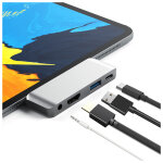 Adaptateur 4 en 1 type c pour mac mini apple femelle hdmi jack usb ports (argent) - neuf