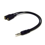 Adaptateur double prises jack 3. 5 mm male stereo femelle mono noir - neuf