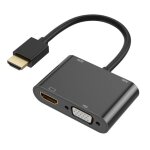 Adaptateur riff dual display 4k hdmi vers hdmi + vga + jack 3, 5 mm + micro usb (0, 25 m) - neuf