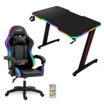 Amstrad pack bureau desk120z - led - nova & fauteuil gamer led - darkside - 1m20 - retro �clairage led ...