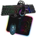 Amstrad pack gamer battle 5 pi�ces: clavier, souris & tapis, casque & adaptateur. usb & retro - �clairage ...