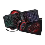Amstrad pack pro gamer hunters 5 pi�ces: clavier, souris & tapis, casque & adaptateur. retro - �clairage ...