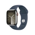 Watch series 9 gps + cellulaire, boitier en acier de 41 mm avec boucle en caoutchouc m / l, argent - ...